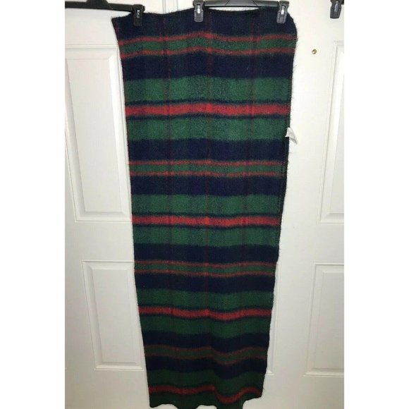 San Marcos Plaid Green Red Blue Blanket Throw Stadium 45 x 72 Acrylic Mexico - Picture 2 of 5